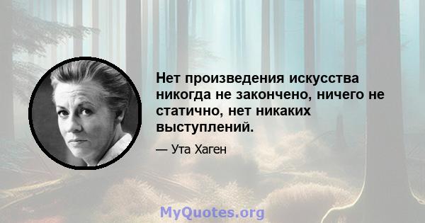 Нет произведения искусства никогда не закончено, ничего не статично, нет никаких выступлений.