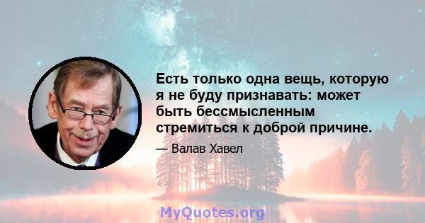 Есть только одна вещь, которую я не буду признавать: может быть бессмысленным стремиться к доброй причине.