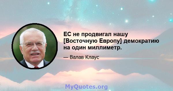 ЕС не продвигал нашу [Восточную Европу] демократию на один миллиметр.