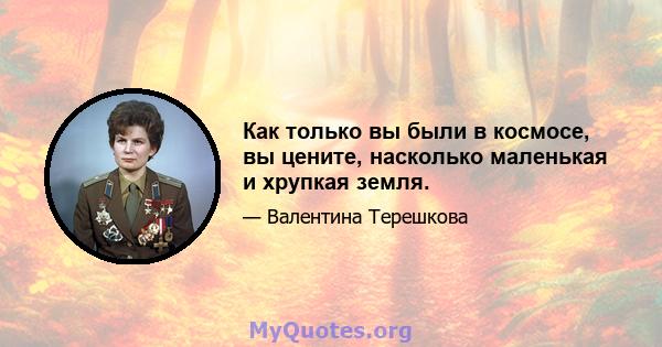 Как только вы были в космосе, вы цените, насколько маленькая и хрупкая земля.