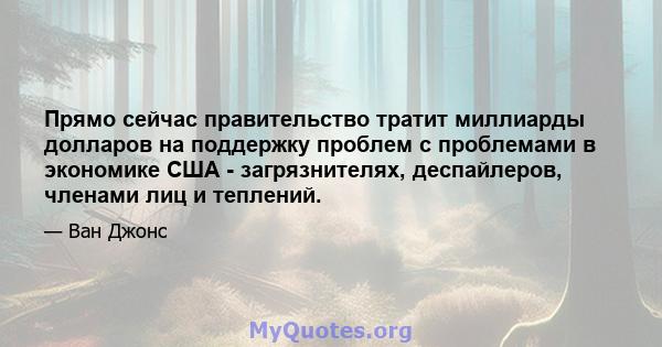 Прямо сейчас правительство тратит миллиарды долларов на поддержку проблем с проблемами в экономике США - загрязнителях, деспайлеров, членами лиц и теплений.