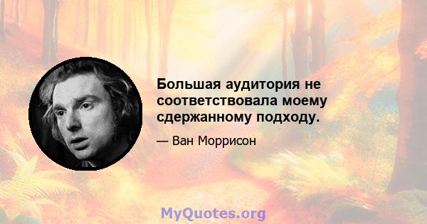 Большая аудитория не соответствовала моему сдержанному подходу.