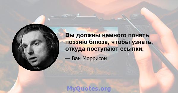 Вы должны немного понять поэзию блюза, чтобы узнать, откуда поступают ссылки.