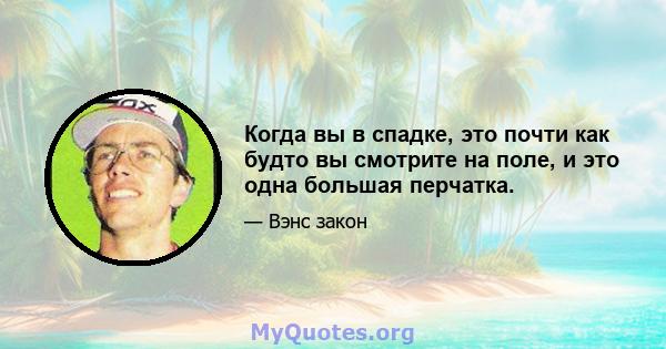 Когда вы в спадке, это почти как будто вы смотрите на поле, и это одна большая перчатка.