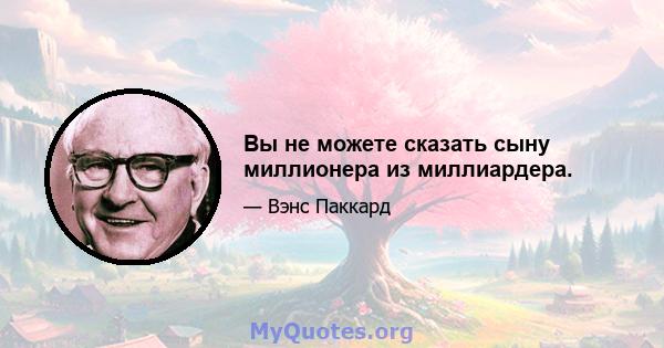 Вы не можете сказать сыну миллионера из миллиардера.