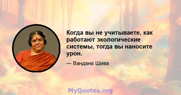 Когда вы не учитываете, как работают экологические системы, тогда вы наносите урон.