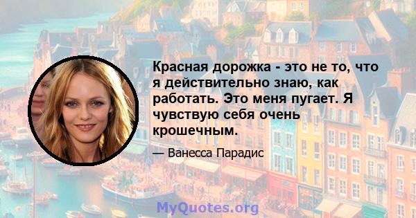 Красная дорожка - это не то, что я действительно знаю, как работать. Это меня пугает. Я чувствую себя очень крошечным.