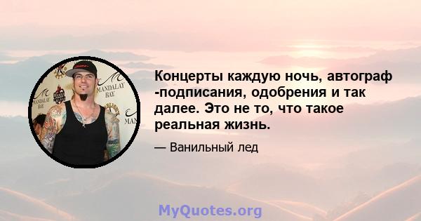 Концерты каждую ночь, автограф -подписания, одобрения и так далее. Это не то, что такое реальная жизнь.