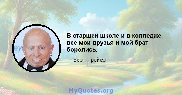 В старшей школе и в колледже все мои друзья и мой брат боролись.