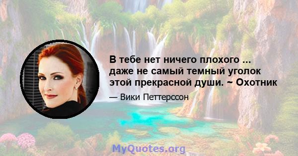 В тебе нет ничего плохого ... даже не самый темный уголок этой прекрасной души. ~ Охотник