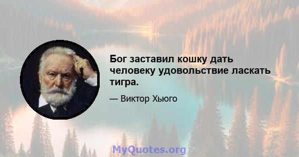 Бог заставил кошку дать человеку удовольствие ласкать тигра.