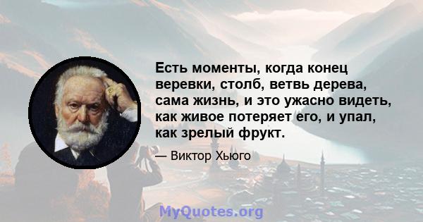 Есть моменты, когда конец веревки, столб, ветвь дерева, сама жизнь, и это ужасно видеть, как живое потеряет его, и упал, как зрелый фрукт.