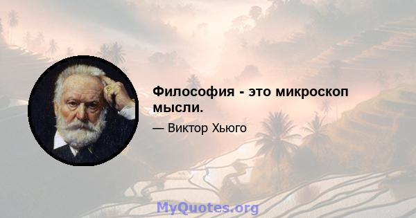 Философия - это микроскоп мысли.