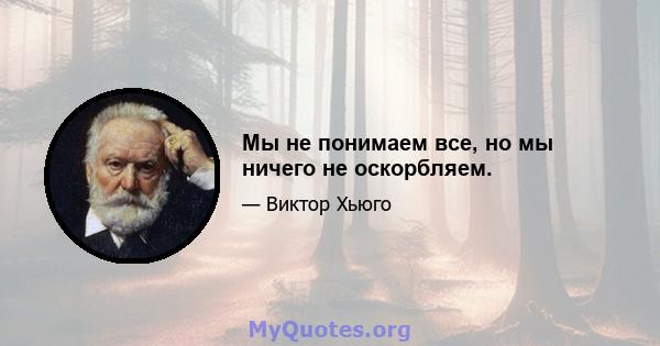 Мы не понимаем все, но мы ничего не оскорбляем.