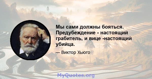 Мы сами должны бояться. Предубеждение - настоящий грабитель, и вице -настоящий убийца.