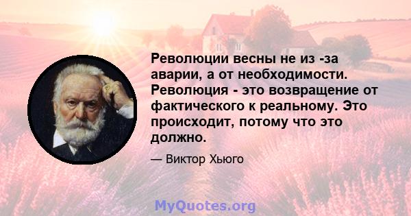 Революции весны не из -за аварии, а от необходимости. Революция - это возвращение от фактического к реальному. Это происходит, потому что это должно.