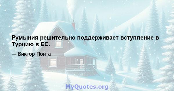 Румыния решительно поддерживает вступление в Турцию в ЕС.