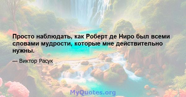 Просто наблюдать, как Роберт де Ниро был всеми словами мудрости, которые мне действительно нужны.