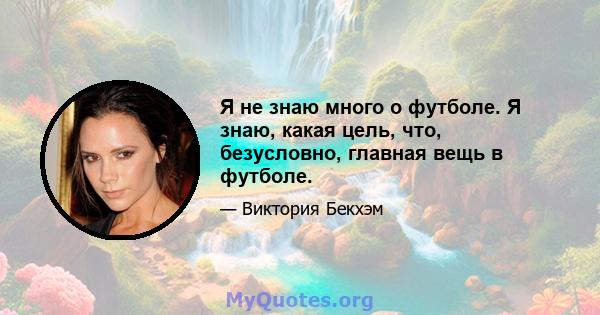 Я не знаю много о футболе. Я знаю, какая цель, что, безусловно, главная вещь в футболе.