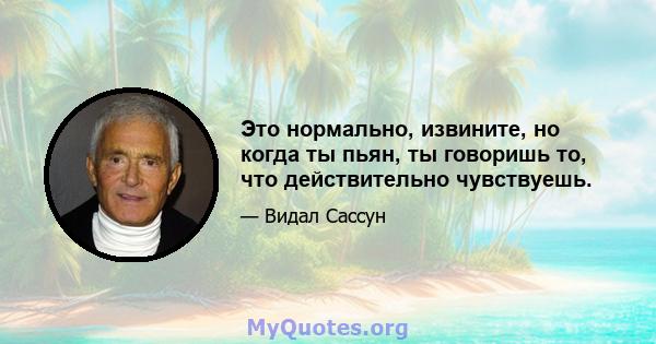 Это нормально, извините, но когда ты пьян, ты говоришь то, что действительно чувствуешь.