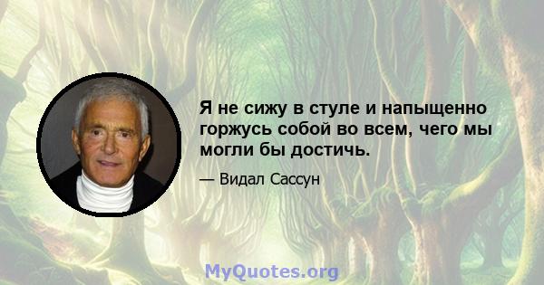 Я не сижу в стуле и напыщенно горжусь собой во всем, чего мы могли бы достичь.