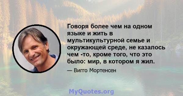 Говоря более чем на одном языке и жить в мультикультурной семье и окружающей среде, не казалось чем -то, кроме того, что это было: мир, в котором я жил.