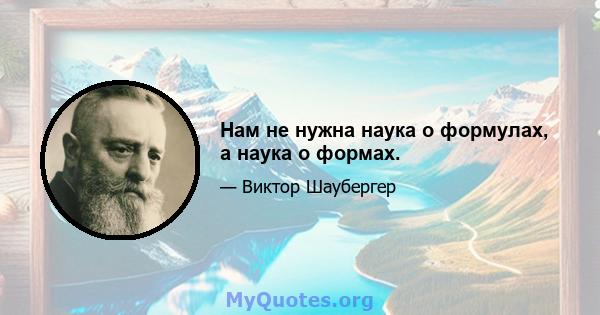 Нам не нужна наука о формулах, а наука о формах.