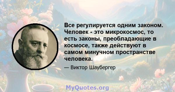 Все регулируется одним законом. Человек - это микрокосмос, то есть законы, преобладающие в космосе, также действуют в самом минучном пространстве человека.