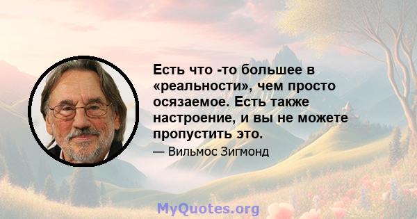 Есть что -то большее в «реальности», чем просто осязаемое. Есть также настроение, и вы не можете пропустить это.