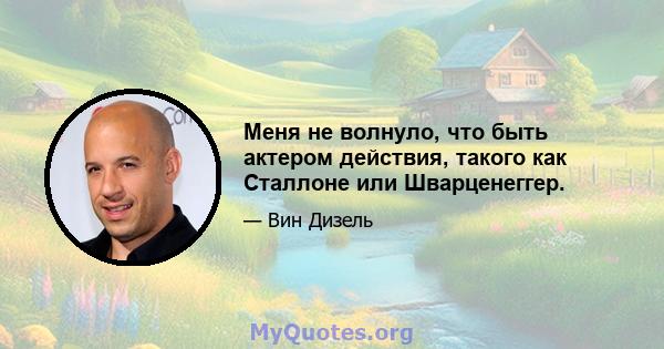 Меня не волнуло, что быть актером действия, такого как Сталлоне или Шварценеггер.