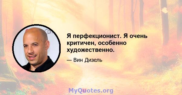 Я перфекционист. Я очень критичен, особенно художественно.