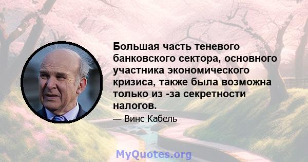 Большая часть теневого банковского сектора, основного участника экономического кризиса, также была возможна только из -за секретности налогов.