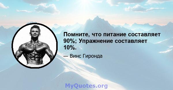 Помните, что питание составляет 90%; Упражнение составляет 10%.