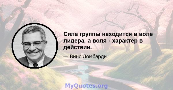 Сила группы находится в воле лидера, а воля - характер в действии.