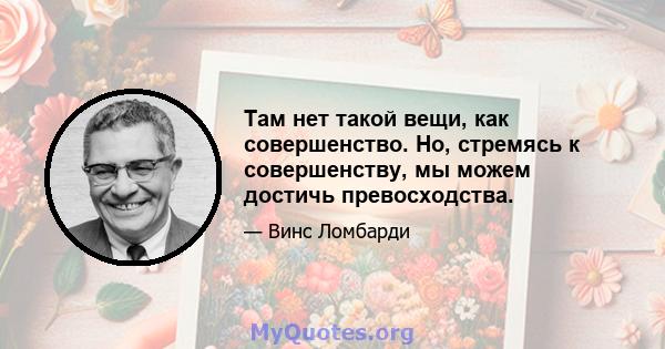 Там нет такой вещи, как совершенство. Но, стремясь к совершенству, мы можем достичь превосходства.