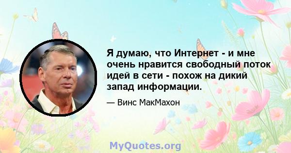 Я думаю, что Интернет - и мне очень нравится свободный поток идей в сети - похож на дикий запад информации.