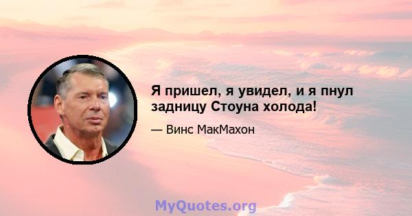 Я пришел, я увидел, и я пнул задницу Стоуна холода!