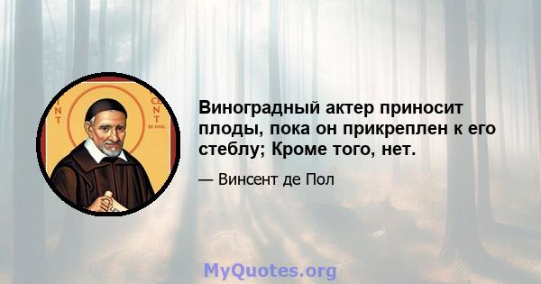 Виноградный актер приносит плоды, пока он прикреплен к его стеблу; Кроме того, нет.