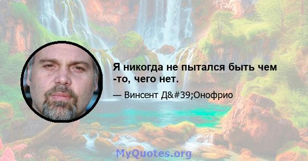 Я никогда не пытался быть чем -то, чего нет.