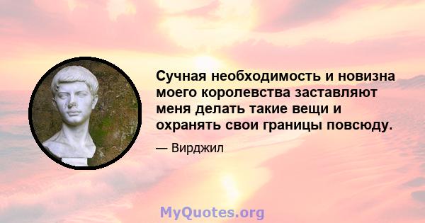 Сучная необходимость и новизна моего королевства заставляют меня делать такие вещи и охранять свои границы повсюду.