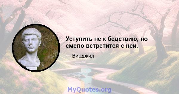 Уступить не к бедствию, но смело встретится с ней.