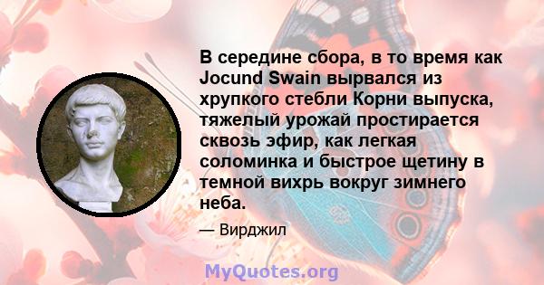 В середине сбора, в то время как Jocund Swain вырвался из хрупкого стебли Корни выпуска, тяжелый урожай простирается сквозь эфир, как легкая соломинка и быстрое щетину в темной вихрь вокруг зимнего неба.