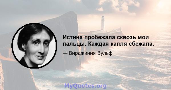 Истина пробежала сквозь мои пальцы. Каждая капля сбежала.