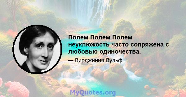 Полем Полем Полем неуклюжость часто сопряжена с любовью одиночества.