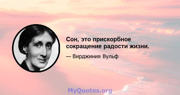 Сон, это прискорбное сокращение радости жизни.