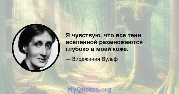 Я чувствую, что все тени вселенной размножаются глубоко в моей коже.