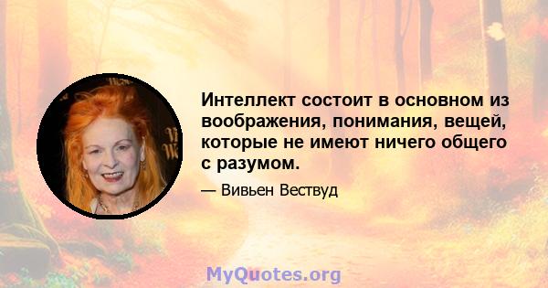 Интеллект состоит в основном из воображения, понимания, вещей, которые не имеют ничего общего с разумом.