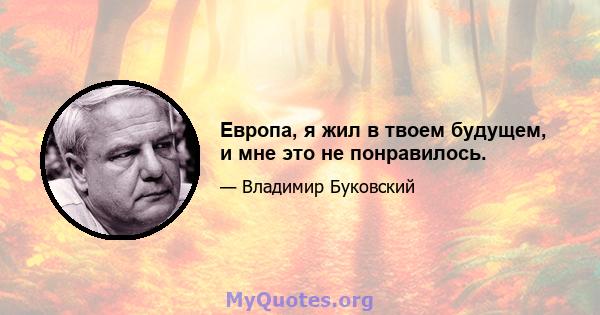 Европа, я жил в твоем будущем, и мне это не понравилось.