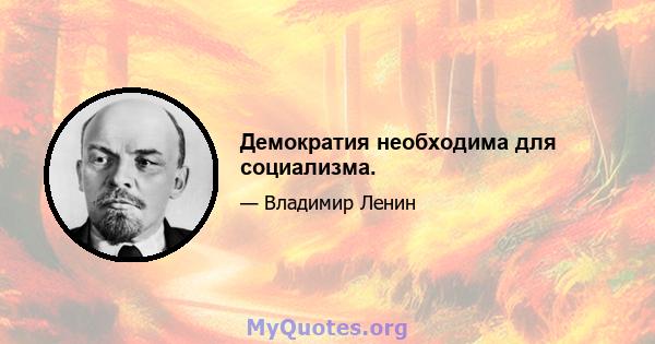 Демократия необходима для социализма.