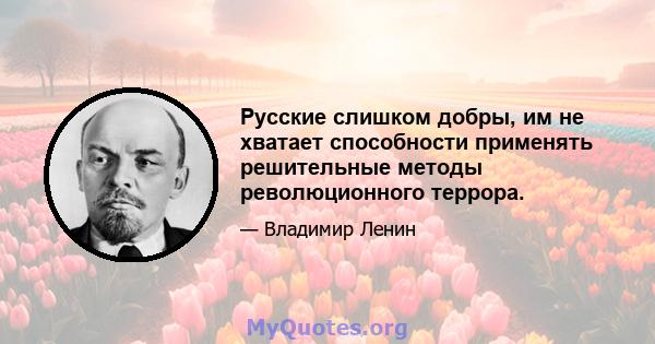 Русские слишком добры, им не хватает способности применять решительные методы революционного террора.